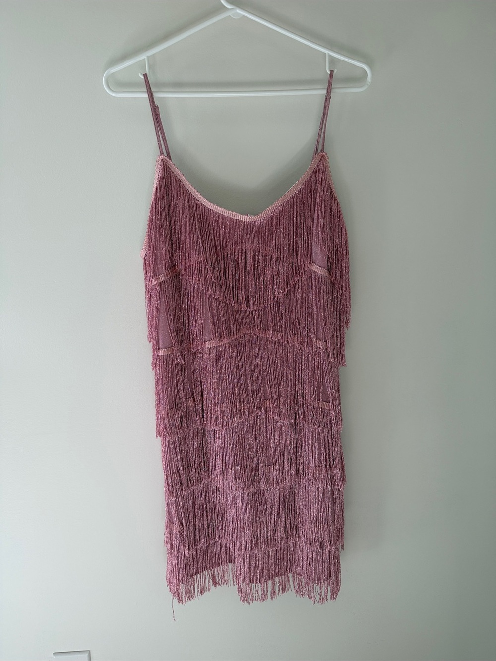 Fringe Slip Dress - Dusty Rose
